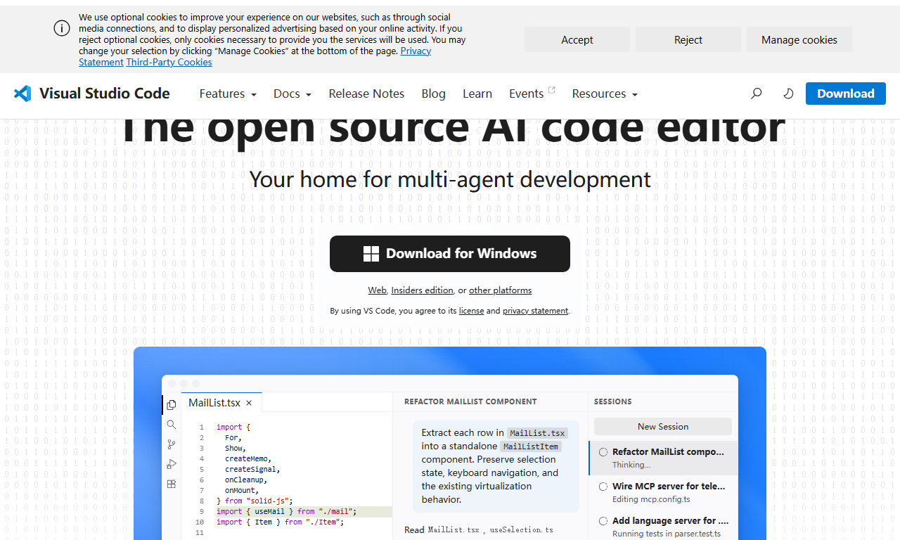 Visual Studio Code官网-微软免费开源代码编辑器