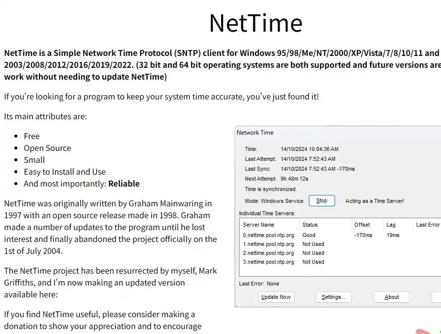 NetTime-好用的Windows网络时间同步工具