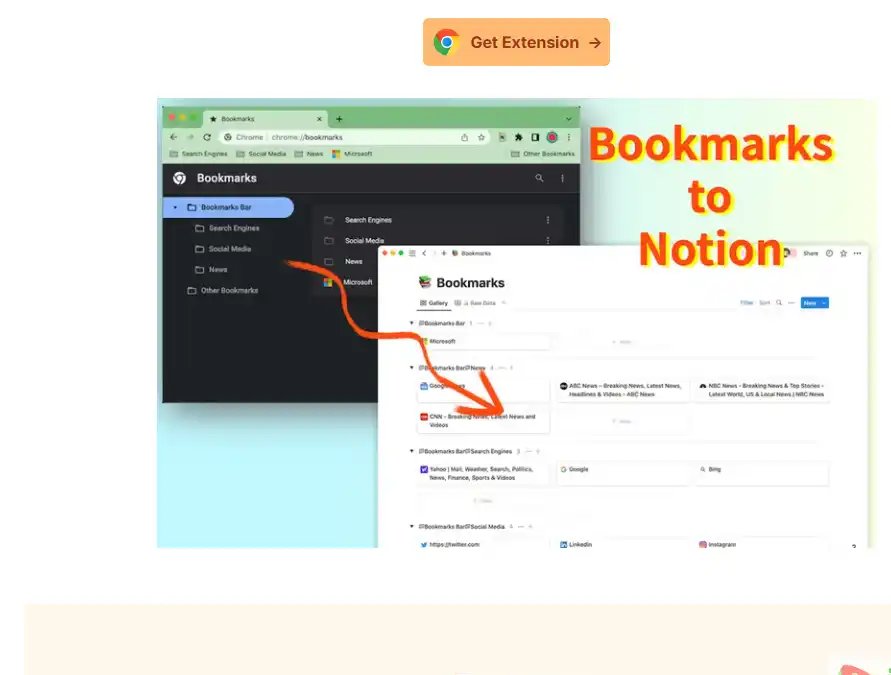 Bookmarks to Notion-浏览器书签一键同步与Notion管理工具平台