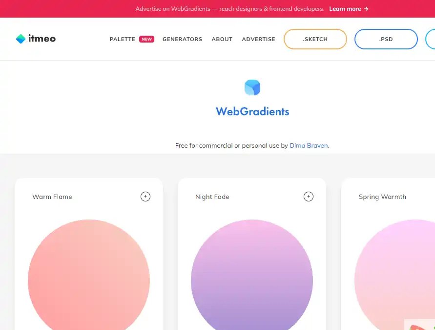 WebGradients-值得收藏的免费渐变背景与CSS配色素材