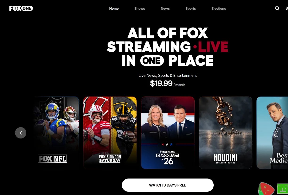 把 FOX 的体育直播与新闻节目收到一处的流媒体服务-值得收藏的FOX One
